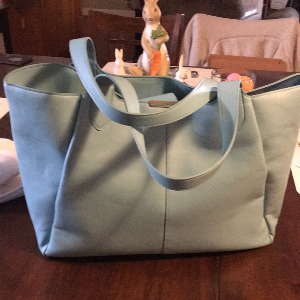 Light Blue Leather Tote Bag - Stylish Everyday Carry